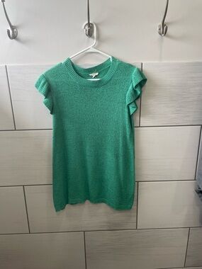 Green Ruffle Sleeve Knit Top